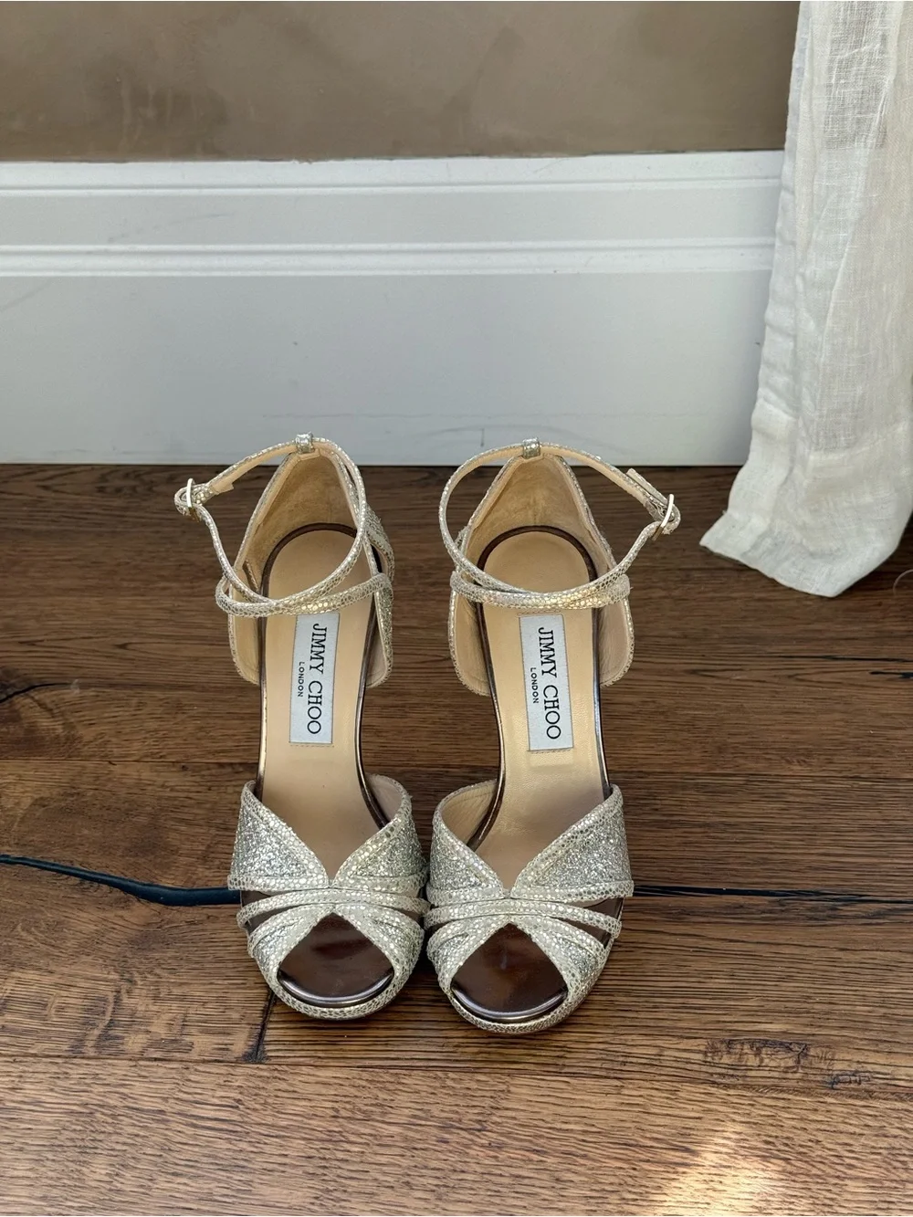 Jimmy Choo Glitter Strappy Platform Stilettos - Picture 2 of 7